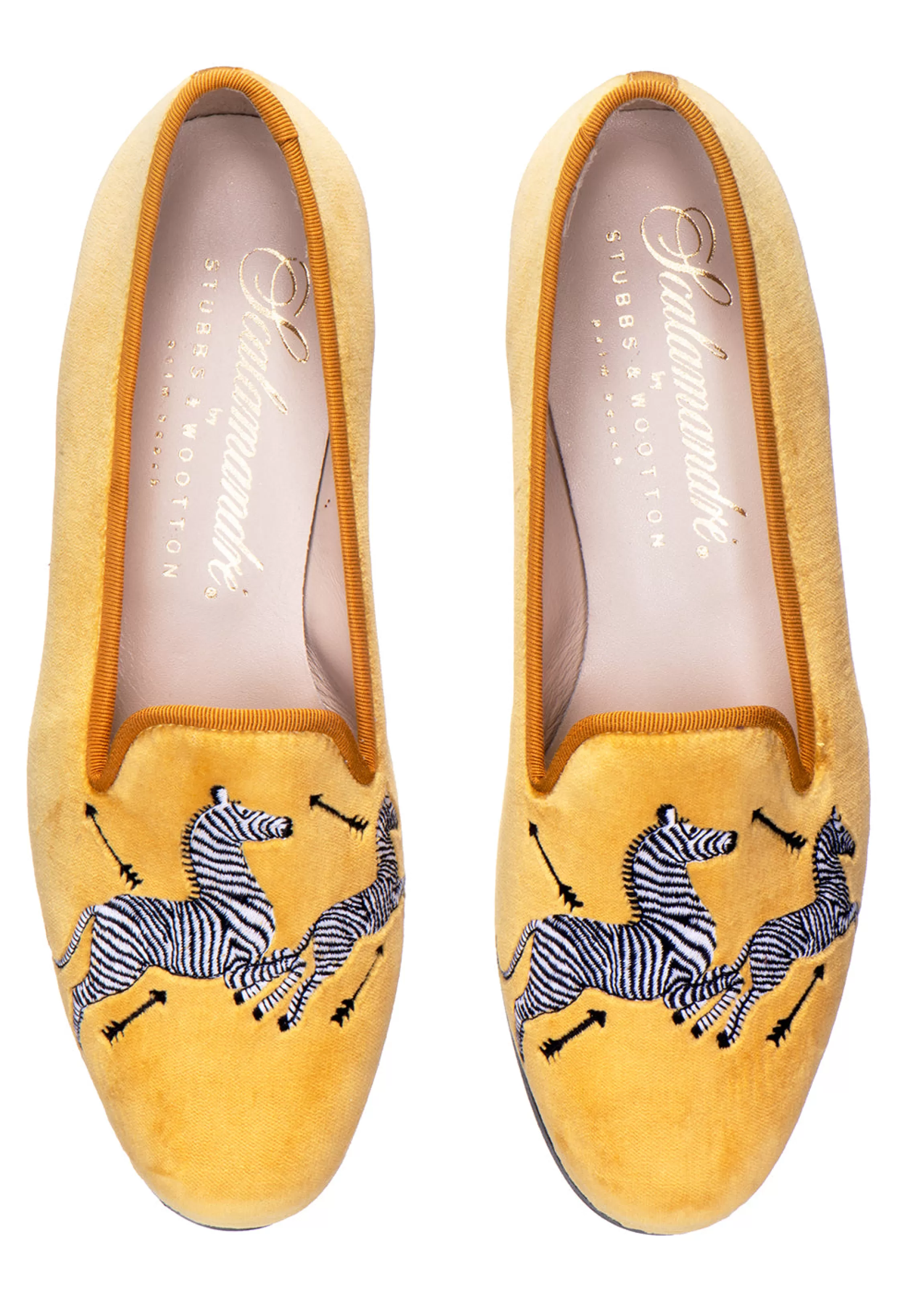 Slipper*Stubbs & Wootton Zebras Velvet Slipper (Men) Yellow