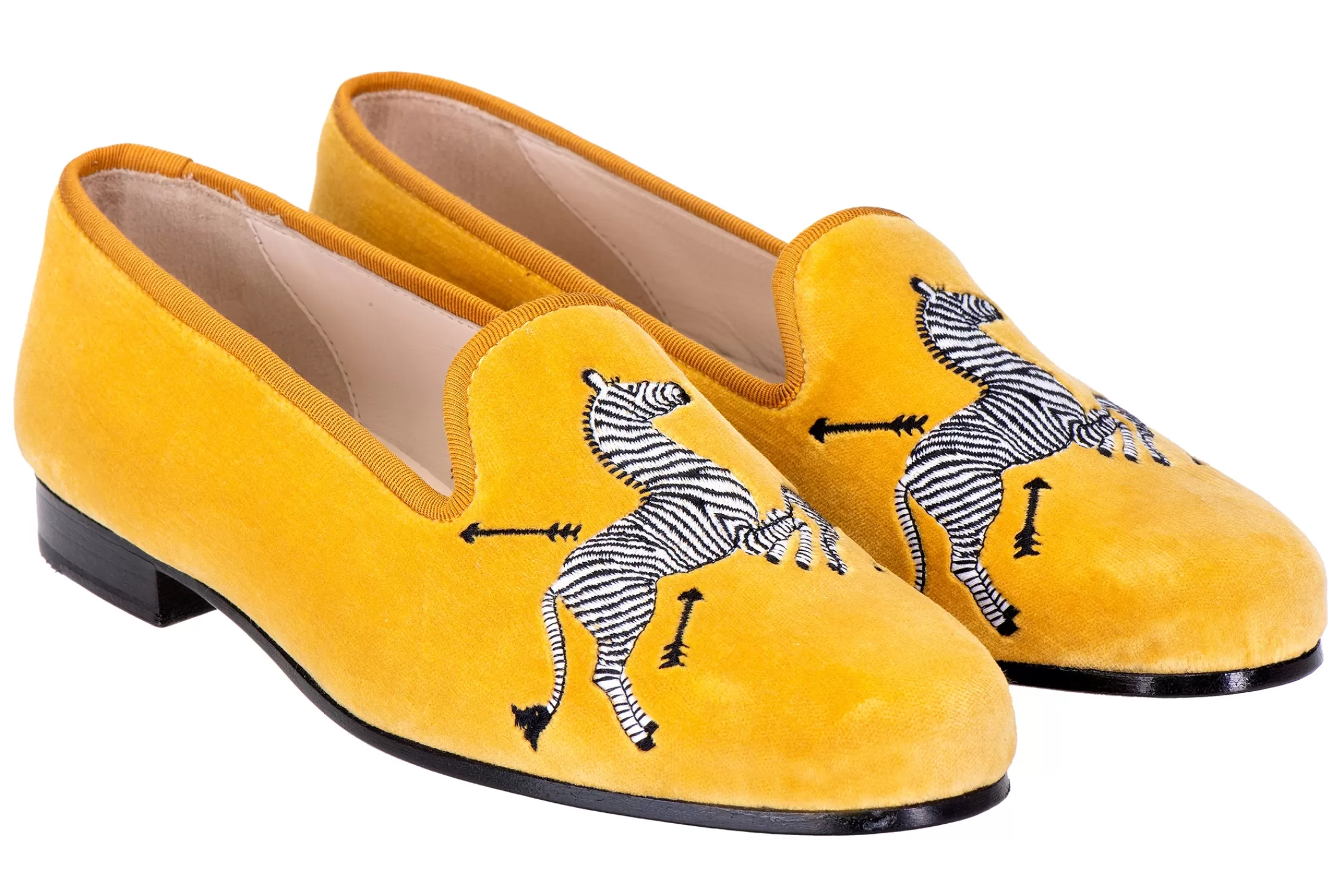 Slipper*Stubbs & Wootton Zebras Velvet Slipper (Men) Yellow